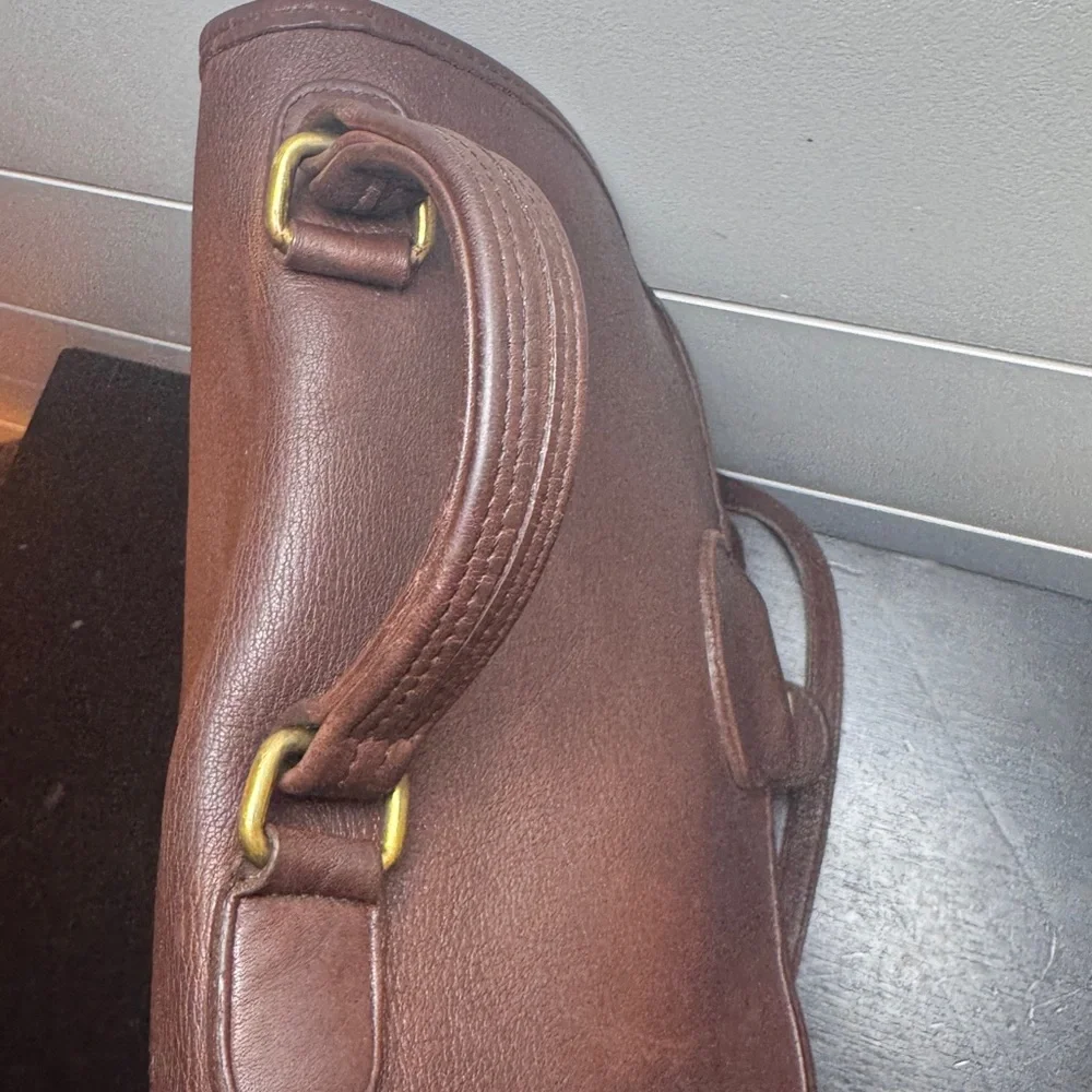 Vintage Coach Station Bag 5130 Brown Leather Crossbody Turnlock Bag 90s Classic - Picture 6 of 16